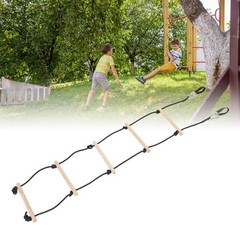 Rope Ladder 5ft 5 Steps 220lbs Bearing Wooden Kids Climbing Rope Ladder with