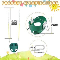 NEW High Back Toddler Swing Seat w/ Safety Harness & 66″ Chain Green