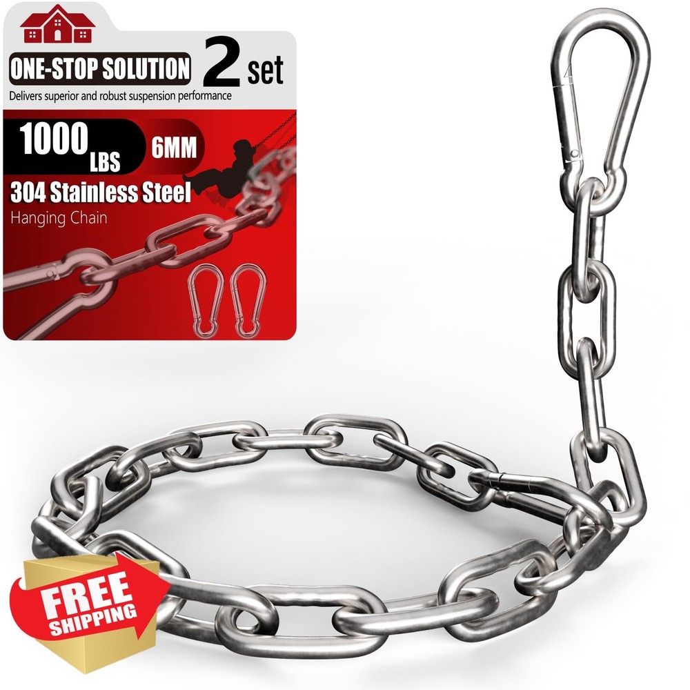 sprookber 2 Pack 25″ Silver Swing Chain