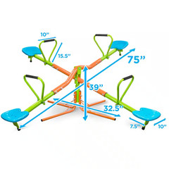 Outdoor Playground Four Seats Seesaw for Kids 3 plus Age with 360-Degree Rotatin
