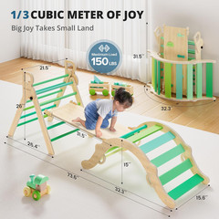 Pikler Triangle Set, Toddler Wooden Climbing Toys Indoor 7in1 Foldable
