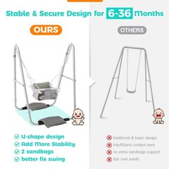 Baby Swing Set for Toddlers 6-36 Months, Foldable & Portable Swing for Indoor…