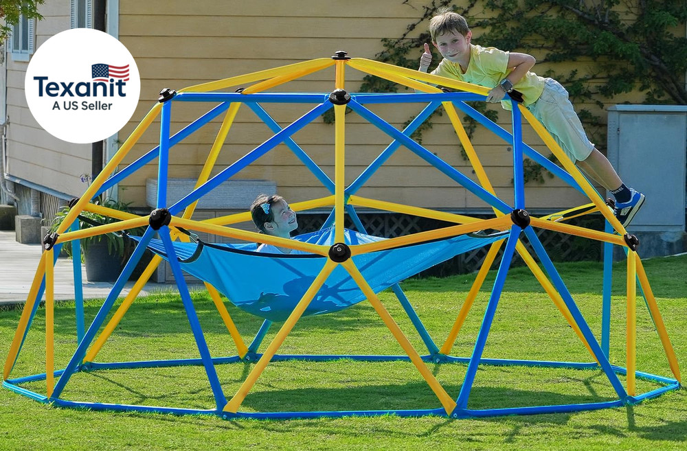 10FT Climbing Dome with Hammock, Outdoor Jungle Gym for Kids, Geometric Dome Cli