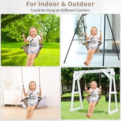 Hi-Na Tree Swing for Kids, Adjustable Toddler Rope Swing Seat with Snap Khaki