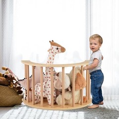 Wooden Arch Climber Rocker with Soft Cushion, 6 in 6 in 1 with Desktop Natural