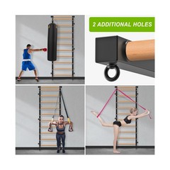 Swedish Stall Bars 2″x2″ with 1″ Holes, Wall Mounted Wood Gym Ladder for Susp…