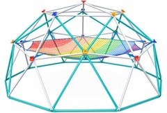 10FT Geometric Climbing Dome Outdoor Jungle Gym with Hammock for Kids Max 800LBS