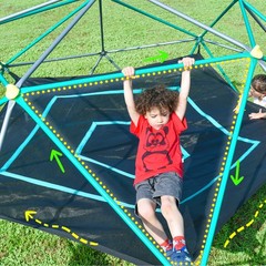 13ft Kids Climbing Dome, Metal Geometric Climber w/ Hammock, UV & Rust Resistant