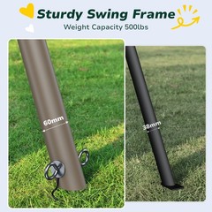Hapfan 7.5ft Tall Swing Sets for Backyard 500lbs Heavy Duty Swing Set w/2 Swings