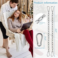2 Pack 25in Heavy Duty Swing Chains with 4 Carabiners, Stainless Steel Hangin…