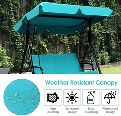 2 Person Turquoise Outdoor Swing with Canopy