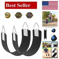 2 Pack Heavy Duty Swing Seat with Metal Triangle Ring, 300 lb, Black