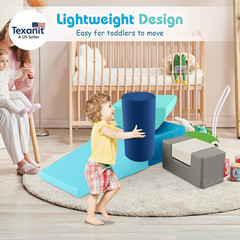 Toddler Climbing, 6 Pieces Climb and Crawl Playset with PU Cover for Baby Crawli