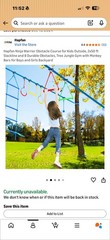 Hapfan Ninja Warrior Obstacle Course for Kids , 2×50 ft Slackline & Obstacles,