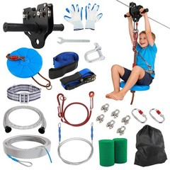 200FT Zip Line for Adult and Kids: Up To 400LBS Quick Tighten Zipline Kits