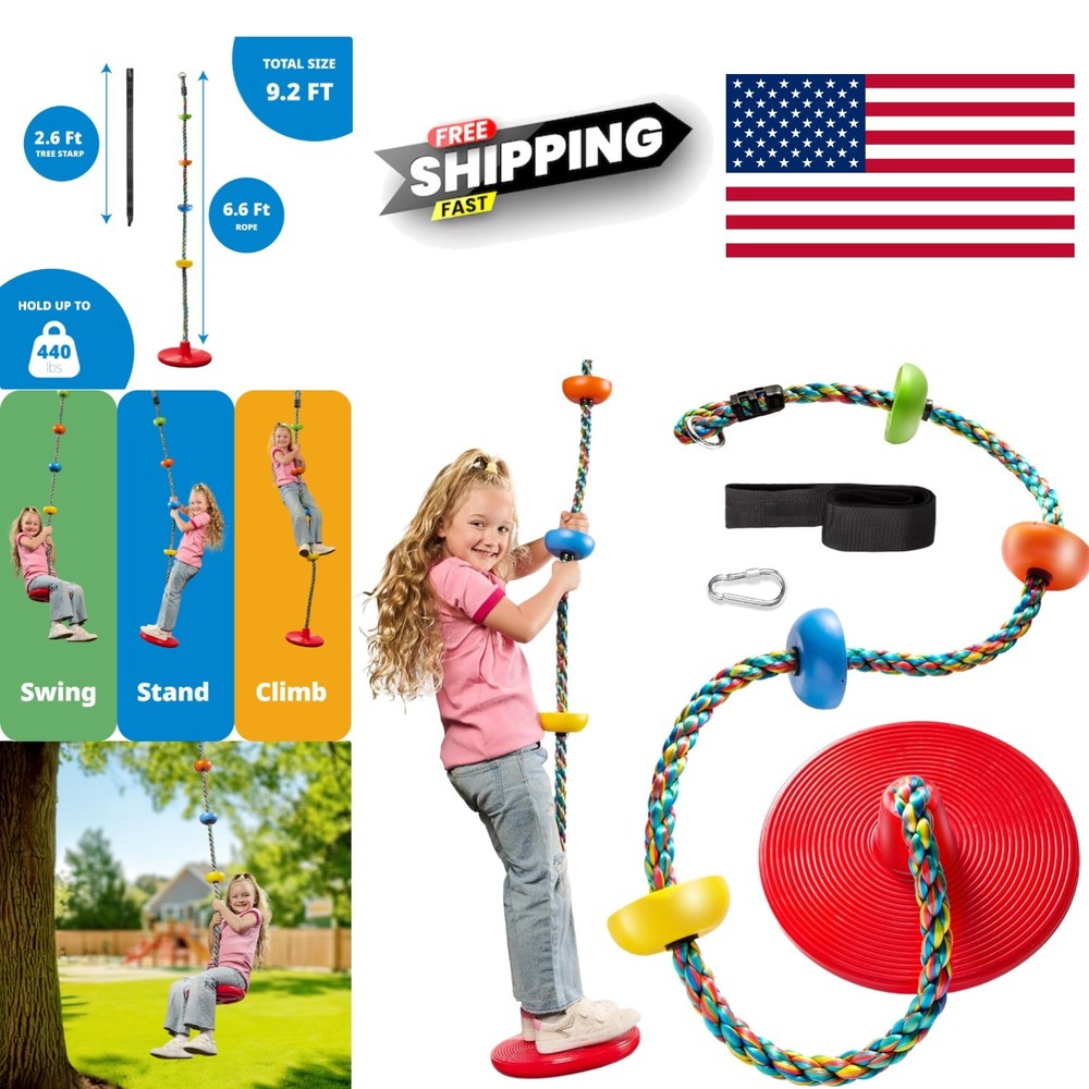 Single Disc Swing Seat for Kids with Adjustable Rope and Easy Installation