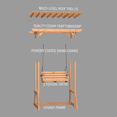 Cedar Wood 8′ X 5′ Outdoor Pergola Swing Bench for Two with Trellis