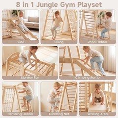 8-in-1 Wooden Montessori Toddler Climbing Gym