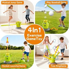 4-in-1 Cactus Outdoor Play Set for Kids Ages 3-8: Rocket Launcher, Baseball &…