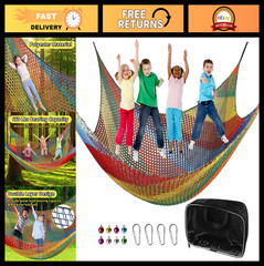 Multicolored Climbing Cargo Net 14.7′ x 9.8′ – Double Layer Playground Safety Ne