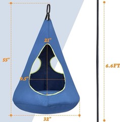 Kids Nest Swing Hanging Hammock Chair 32”x52” 3-12 Yrs Blue Sensory Swing