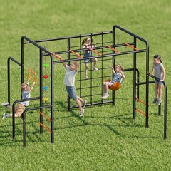 Outdoor Jungle Gym Swing Set Monkey Bars Frame with Belt Swing 550lbs Heavy-Duty