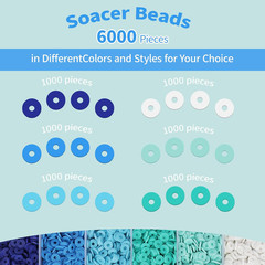 6000+Pieces Polymer Clay Beads, 6 Colors Clay Beads for Bracelets Making Heishi