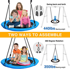 40in Saucer Tree Swing Set Swivel and Heavy Duty Metal A Frame 440lbs Capacity