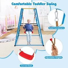 6-in-1 Indoor Jungle Gym with Slide Swing Monkey Bars Climbing Ladder Rope Wall