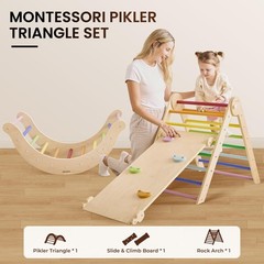 7-in-1 Foldable Pikler Triangle Set for Toddlers: Indoor Climber with Ramp & …