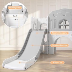 8 In 1 Toddler Slide & Climber Set Indoor Outdoor Playground for 1-3 Kids Gray