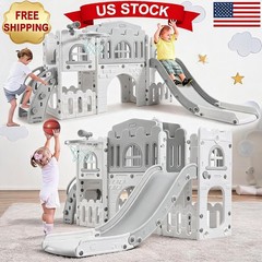 Playground Set – Slide, Climber, Basketball Hoop Tunnel Telesco Toddler 8-in-1
