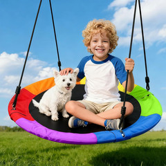 Swing Set with 35” Saucer Swing, Sensory Swing Set, Metal 32mm Diameter Swing S