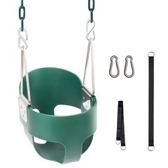Toddler Swing, 59″ Coated Heavy-Duty Iron Chains Baby Swing Outdoor, High Bac…