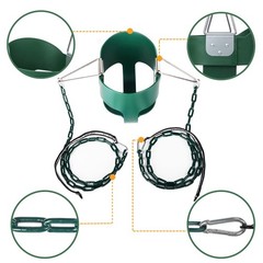 Toddler Swing, 59″ Coated Heavy-Duty Iron Chains Baby Swing Outdoor, High Bac…