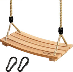 PELLOR Beech Wood Tree Swing Seat Hanging Swing Seat 16.5″X 7.9″X 0.6″, Adjustab