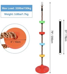 REDCAMP Climbing Rope Disc Tree Swing Heavy Duty Kids Adults w/ Straps Hooks