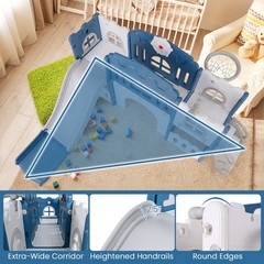 All in 1 Toddle Slide Playset Freestanding Kids Slide w/ Tunnel Basketball Hoop