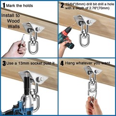 Hammock Hanging Kit,Hanging Chair Hardware 360°Rotating 1000 lb Capacity Ha