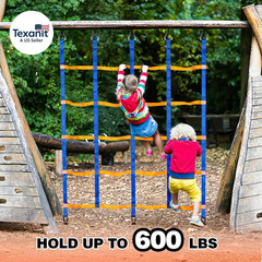 Climbing Net for Kids Outdoor, Portable Ninja Cargo Net Rope Ladder Monkey Bars