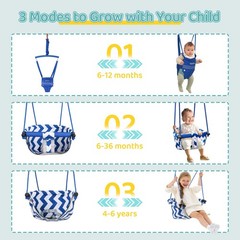 2 in 1 Baby Jumper and Swing, Toddler Swing Set with Foldable Stand, Ages 6 M…
