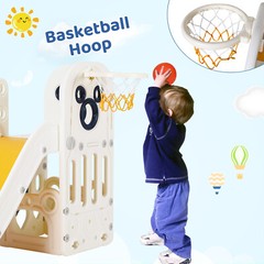 Kids Slide Toddler Climber Playset W/ Basketball Hoop Outdoor Indoor Playground