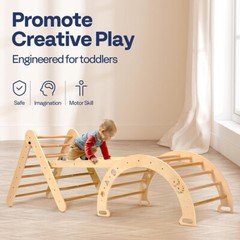 8 in 1 Pikler Triangle Set Wooden Climbing Toys for Toddlers Montessori Climbing