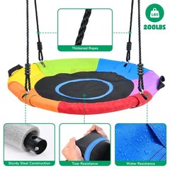 600lbs 4 IN 1 Heavy Duty A-Frame Metal Swing Set Backyard for Kids with 3 Swings
