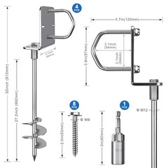 30″ Heavy Duty Screw in Ground Anchors Kit, 3″ Spiral Windproof Earth Anchors