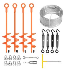 4 Pack 18″ Fully Welded Ground Anchors Shed Anchor Kit with 1/8″ Galvanized C…