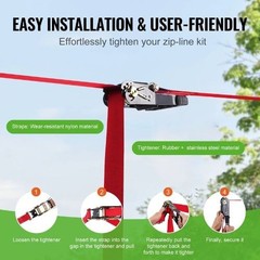 Kids and Adult 65 FT Zip Line Kits Up to 500 lb Backyard Outdoor Spring Brake