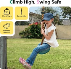 Kids Tree Swing Disc Swing with Climbing Platforms Outdoor Green