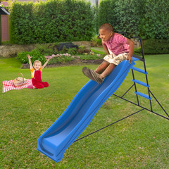 2.2M Blue Kids Plastic Slide, Freestanding Indoor Playground Equipment