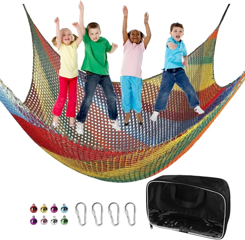 Multicolored Playground Safety Net 6.5′ x 9.8′ for Kids’ Obstacle Fun